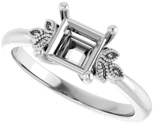 Sužadėtuvių Žiedas „Solitaire“ 10k white gold Square 5.5mm (5)