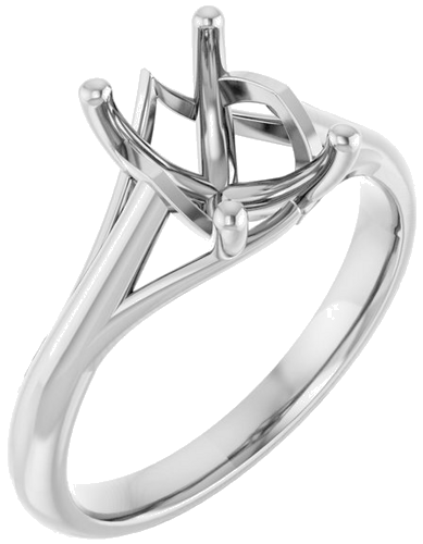 Sužadėtuvių Žiedas „Solitaire“ 14k white gold Emerald 8mm x 6mm (1)