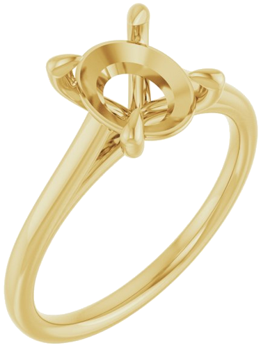 Sužadėtuvių Žiedas „Solitaire“ 750 Geltonojo Aukso Oval 9mm x 7mm (1)