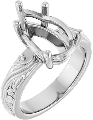 Sužadėtuvių Žiedas „Solitaire Sculptural“ 18k white gold Pear 14mm x 9mm (1)