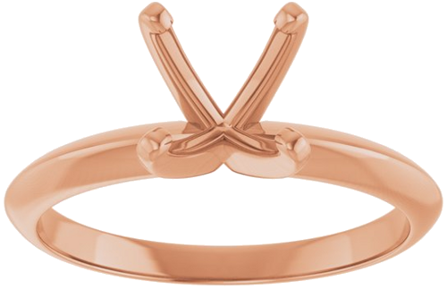 14K Rose 7.3-7.7 mm Round 4-Prong Light Solitaire Ring Mounting (3)