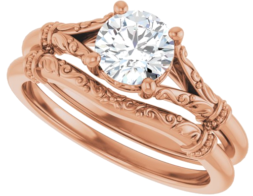 Sužadėtuvių Žiedas „Sculptural“ 14k rose gold Round 5.8mm (10)