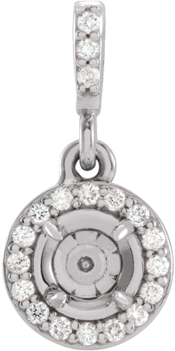 14K White 5 mm Round 1 10 CTW Natural Diamond Semi-Set Pendant (1)
