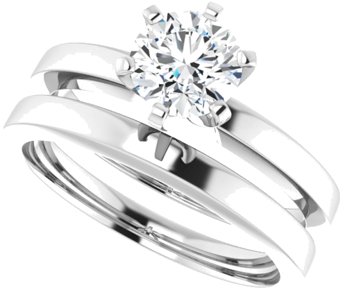 Sužadėtuvių Žiedas „Solitaire“ 14k white gold Round 6mm (10)