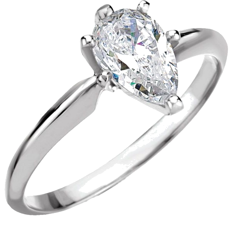14K White 9x5.5 mm Pear Shape Six-Prong Solitaire Mounting with V-End (3)