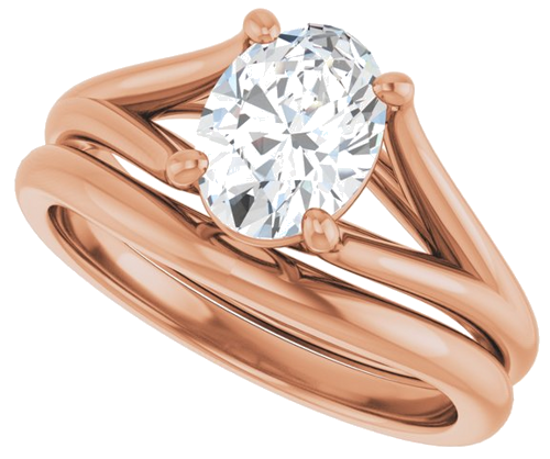 Sužadėtuvių Žiedas „Solitaire“ 14k rose gold Oval 8mm x 6mm (10)