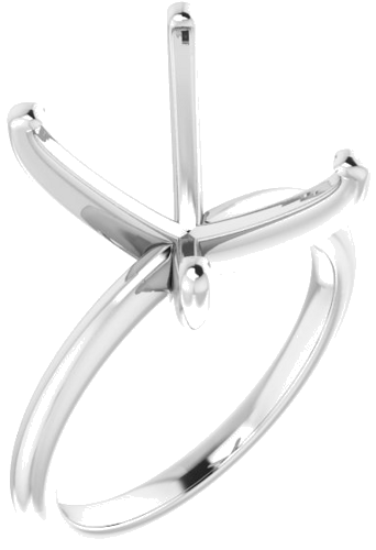 14K White  12x10 mm Emerald Solitaire Engagement Ring Mounting (1)