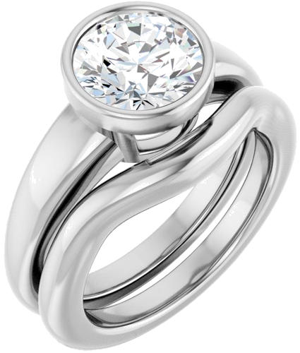 Sužadėtuvių Žiedas „Bezel-Set Solitaire“ 14k white gold Round 8.2mm (6)