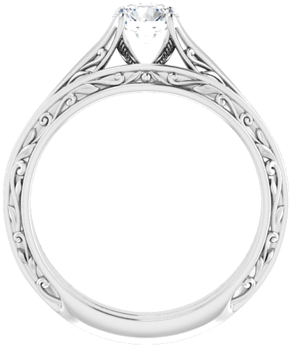 Sužadėtuvių Žiedas „Solitaire“ 585 Baltojo Aukso Round 5.2mm (7)