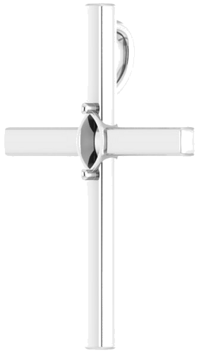 Pakabukas „Solitaire Cross“ 585 Baltojo Aukso Marquise 6mm x 3.5mm (2)