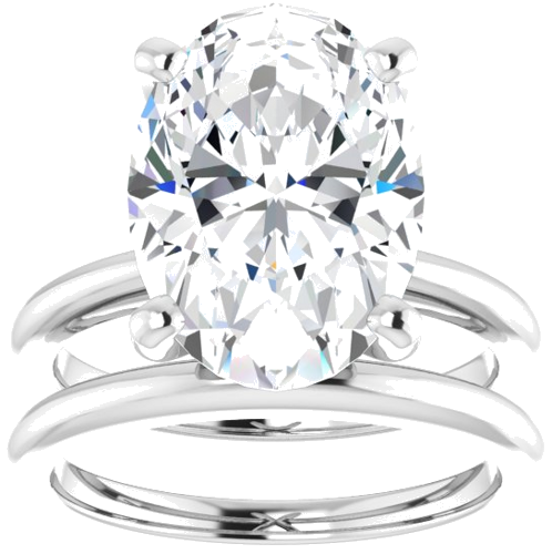 Sužadėtuvių Žiedas „Solitaire“ 585 Baltojo Aukso Oval 14mm x 10mm (8)