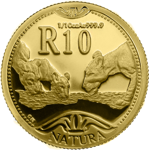 1/10 oz Liūtas 2003 Pietų Afrika 10 Randų Auksinė moneta (2)