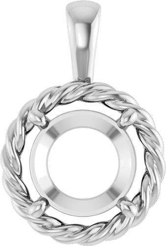 Pakabukas „Rope Solitaire Charm“ 14k white gold Round 9mm (1)