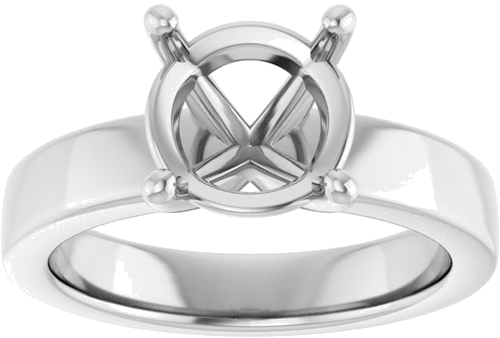 14K White 9 mm Round Solitaire Engagement Ring Mounting (3)
