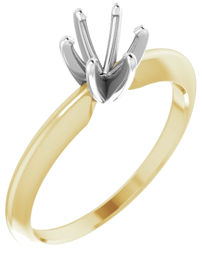 Sužadėtuvių Žiedas „Solitaire“ 585 Baltojo Ir Geltonojo Aukso Round 5.4mm x 5.7mm (1)