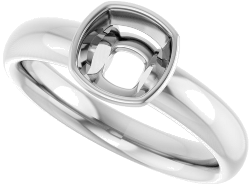 Sužadėtuvių Žiedas „Bezel-Set Solitaire“ 14k white gold Cushion 6mm (5)