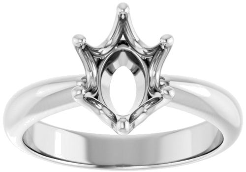 Sužadėtuvių Žiedas „Solitaire Crown-Inspired“ 14k white gold Oval 9mm x 7mm (3)
