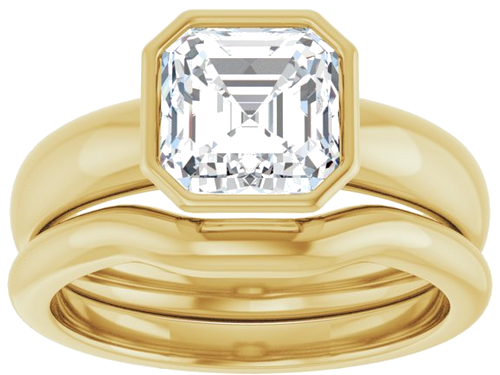 Sužadėtuvių Žiedas „Bezel-Set Solitaire“ 14k yellow gold Asscher 7mm (8)