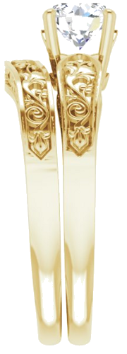 Sužadėtuvių Žiedas „Floral Solitaire“ 585 Geltonojo Aukso Round 5.8mm (9)