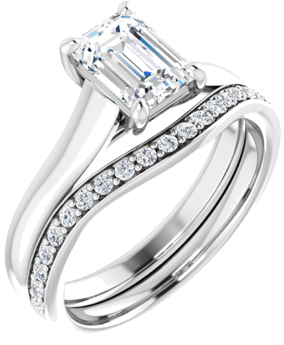 14K White 7x5 mm Emerald Solitaire Engagement Ring Mounting (6)