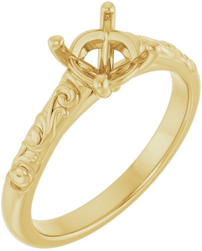 14K Yellow 6.5 mm Round Solitaire Engagement Ring Mounting (1)