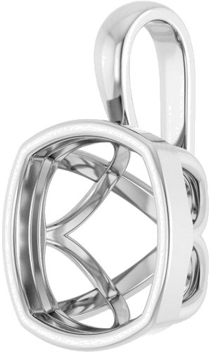 Pakabukas „Solitaire“ 14k white gold Cushion 10mm (2)