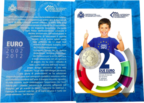 2012 Sanmarīno desmit gadu eiro (TYE) 2 eiro monēta (4)