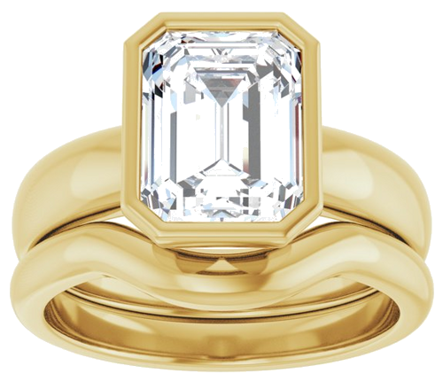 Sužadėtuvių Žiedas „Bezel-Set Solitaire“ 14k yellow gold Emerald 9mm x 7mm (8)