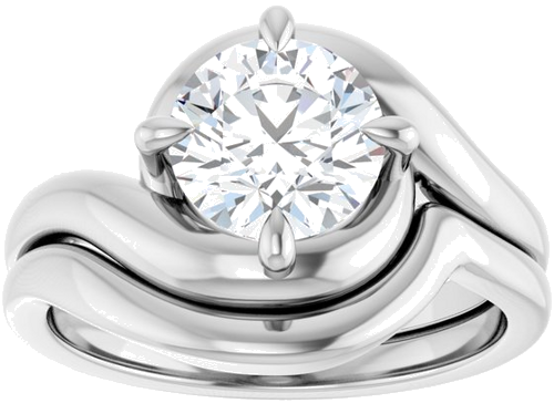 Sužadėtuvių Žiedas „Claw-Prong Solitaire Bypass“ 14k white gold Round 7.4mm (8)