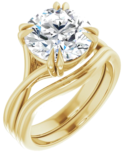 Sužadėtuvių Žiedas „Double Claw-Prong Solitaire Criss-Cross“ 14k yellow gold Round 10mm (6)