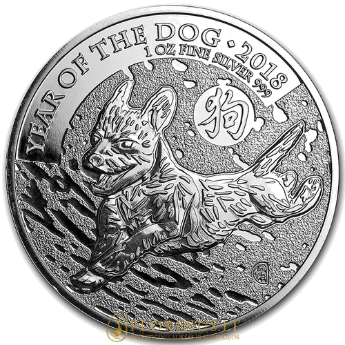2018 Šuns metai, Didžioji Britanija, Lunar, 1 oz sidabrinė moneta (1)