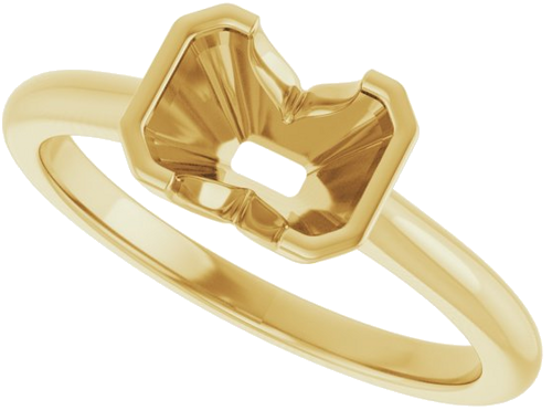 Sužadėtuvių Žiedas „Half Bezel Solitaire“ 585 Geltonojo Aukso Emerald 7mm x 5mm (3)