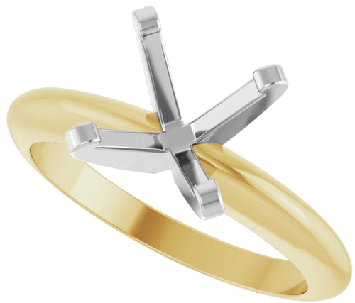 14K Yellow White 8 mm Round Solitaire Engagement Ring Mounting (5)