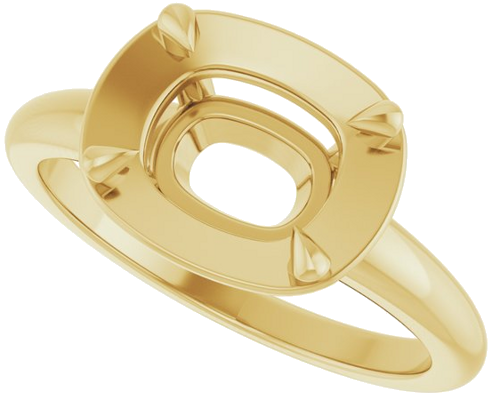 Sužadėtuvių Žiedas „Claw-Prong Solitaire Bezel-Style“ 14k yellow gold Elongated Cushion 9mm x 7mm (5)