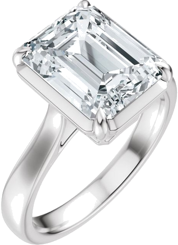Sužadėtuvių Žiedas „Claw-Prong Solitaire Bezel-Style“ 14k white gold Emerald 10mm x 8mm (1)