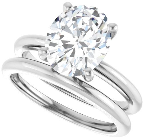 14K X1 White  10x8 mm Oval Solitaire Engagement Ring Mounting (10)