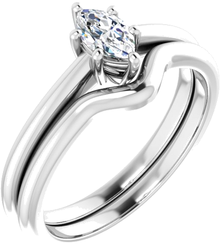 Sužadėtuvių Žiedas „Solitaire“ 14k white gold Marquise 6mm x 3.5mm (6)
