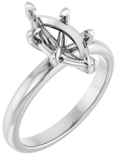 14K White 12x6 mm Marquise Solitaire Engagement Ring Mounting (1)