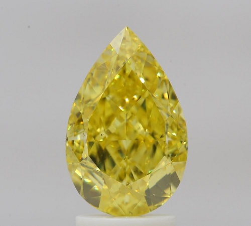 3.02 carat Fancy Vivid Yellow-VS2 Natūralus Pear Deimantas (1)