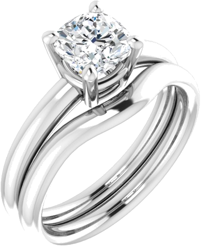 14K White 6 mm Cushion Engagement Ring Mounting (6)