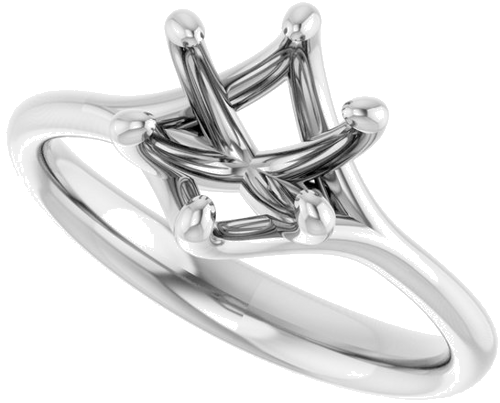 Sužadėtuvių Žiedas „Solitaire“ 585 Baltojo Aukso Round 7.4mm (5)