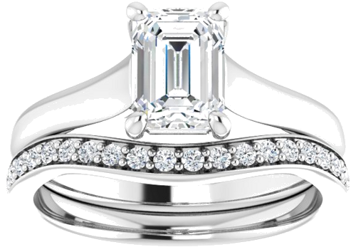 14K White 7x5 mm Emerald Solitaire Engagement Ring Mounting (8)