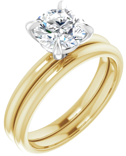 14K Yellow White 7 mm Round Engagement Ring Mounting (6)