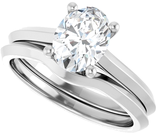 14K White 8x6 mm Oval Solitaire Engagement Ring Mounting (10)