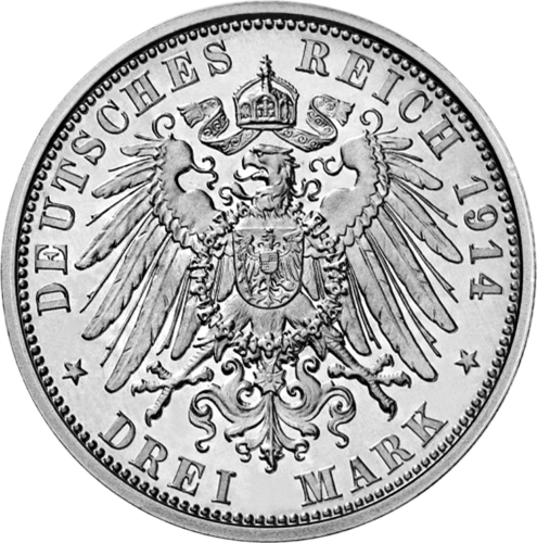 3 Marks Wilhelm II (1914) German Empire Silver Coin (2)