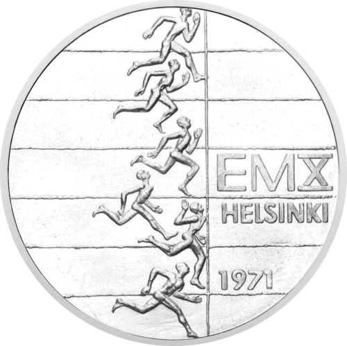 10 марок Чемпионат Европы по легкой атлетике 1971 Финляндия серебряная монета (1)