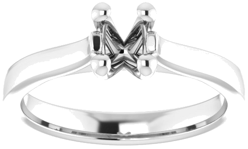 14K White 6x4 mm Oval Engagement Ring Mounting (3)