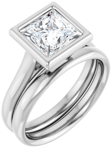 Sužadėtuvių Žiedas „Bezel-Set Solitaire“ 14k white gold Square 7mm (6)