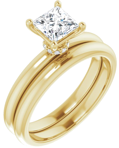 Sužadėtuvių Žiedas „Accented“ 14k yellow gold Square 5mm (6)