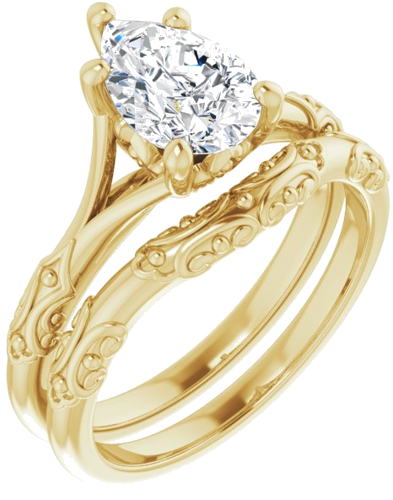 Sužadėtuvių Žiedas „Solitaire Sculptural“ 14k yellow gold Pear 9mm x 6mm (6)